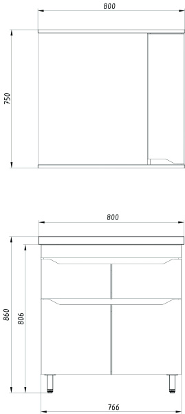 Зеркальный шкаф (80х75)   ASB-Mebel Бари 80 9601